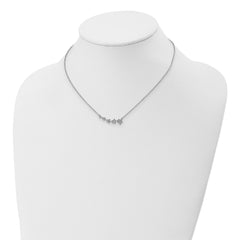 Sterling Silver Rh-Plated Graduating CZ Stars w/ 2in Ext. Necklace