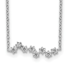 Sterling Silver Rhodium-Plated CZ Stars Pendant w/ 2in Ext. Necklace