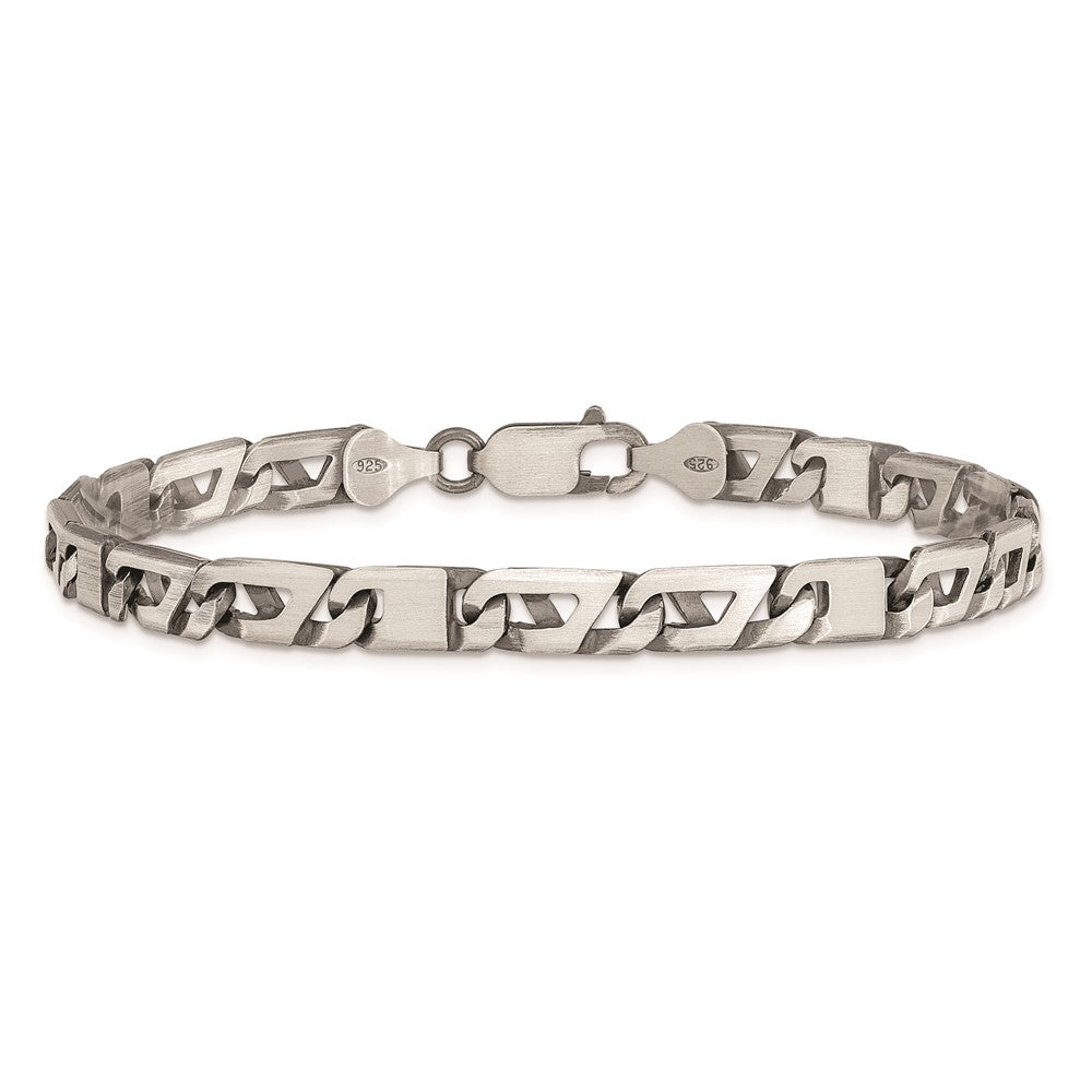Sterling Silver Antiqued Brushed Link Bracelet