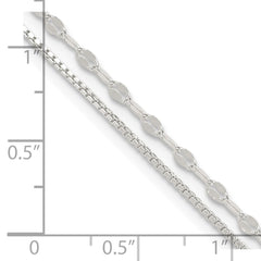 Sterling Silver 2-Strand 9 inch Plus 1 inch Extender - Total 10 inch Anklet