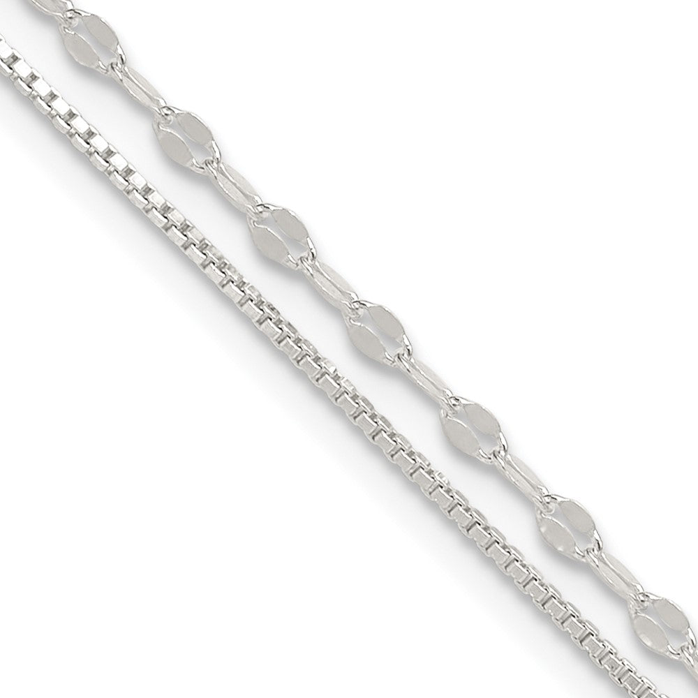 Sterling Silver 2-Strand 9 inch Plus 1 inch Extender - Total 10 inch Anklet
