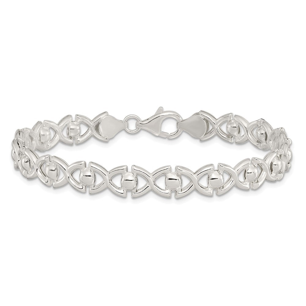 Sterling Silver Polished Fancy Link Bracelet - 17