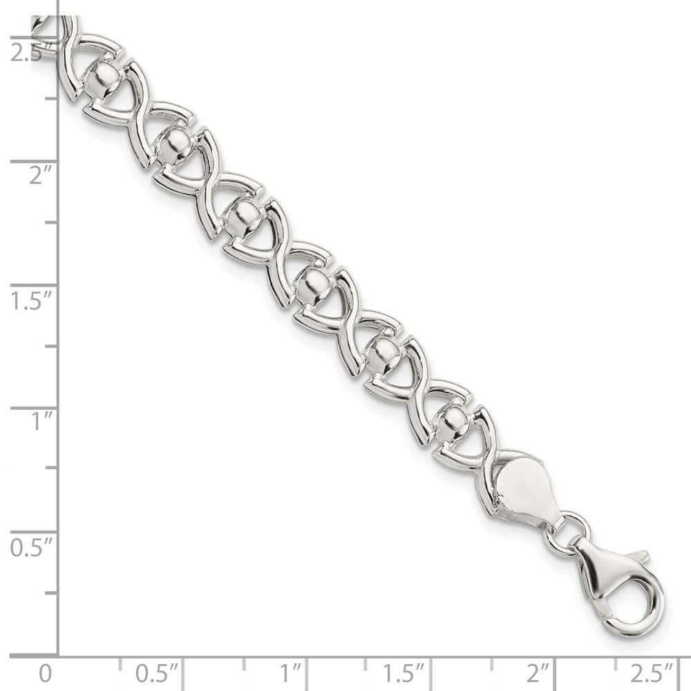 Sterling Silver Polished Fancy Link Bracelet - 17