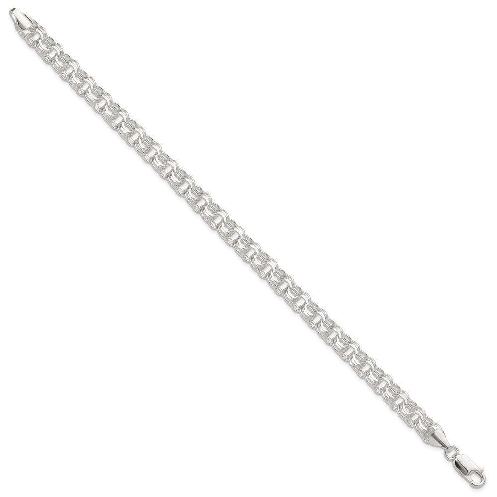 Sterling Silver Polished 7.25mm Triple Rolo Charm Bracelet