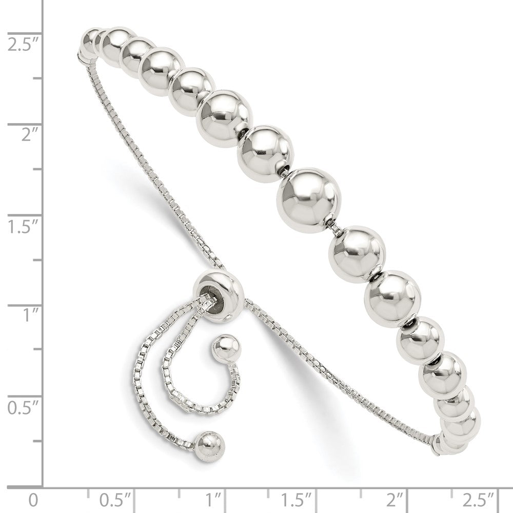 Sterling Silver Polished Beaded Adjustable Bracelet - 2