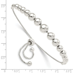 Sterling Silver Polished Beaded Adjustable Bracelet - 2