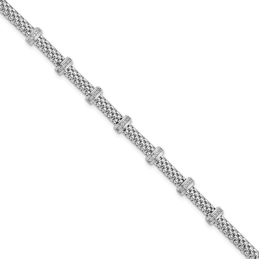 Sterling Silver Rhodium-plated Polished CZ Bracelet - 2
