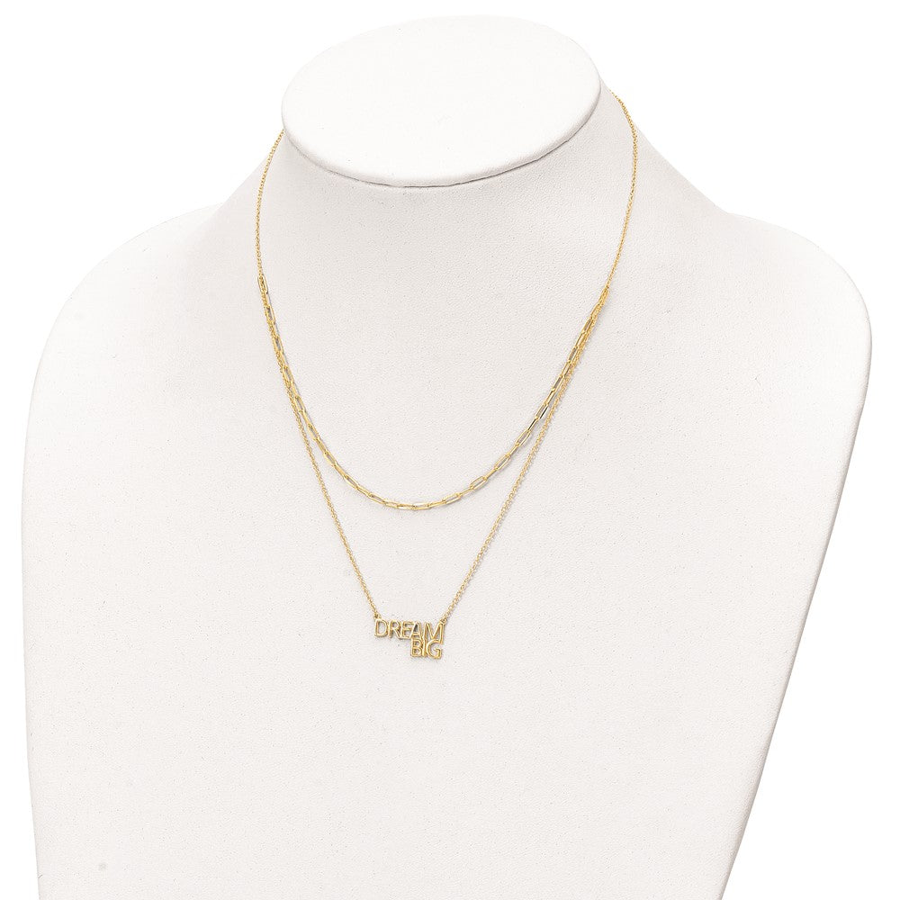 Sterling Silver Gold Tone Dream Big Double Necklace