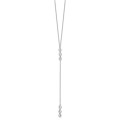 Sterling Silver Rhodium-plated Polished Bezel Set CZ w/2 in ext. Necklace