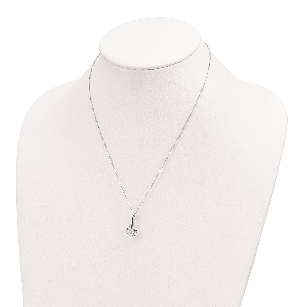 Sterling Silver Rhodium-plated Polished CZ Fancy 16in Plus 2in ext Necklace