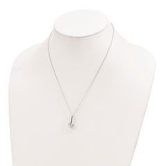 Sterling Silver Rhodium-plated Polished CZ Fancy 16in Plus 2in ext Necklace