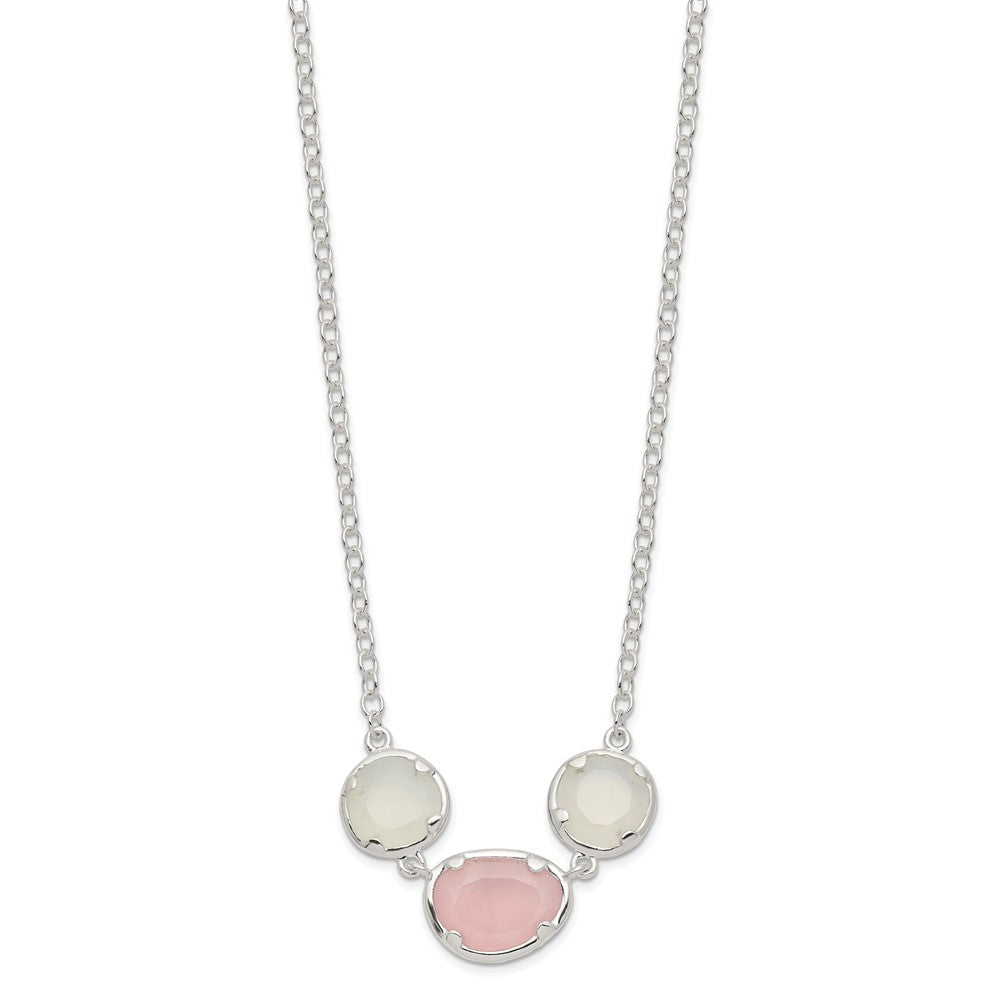 Sterling Silver White & Pink Chalcedony Necklace