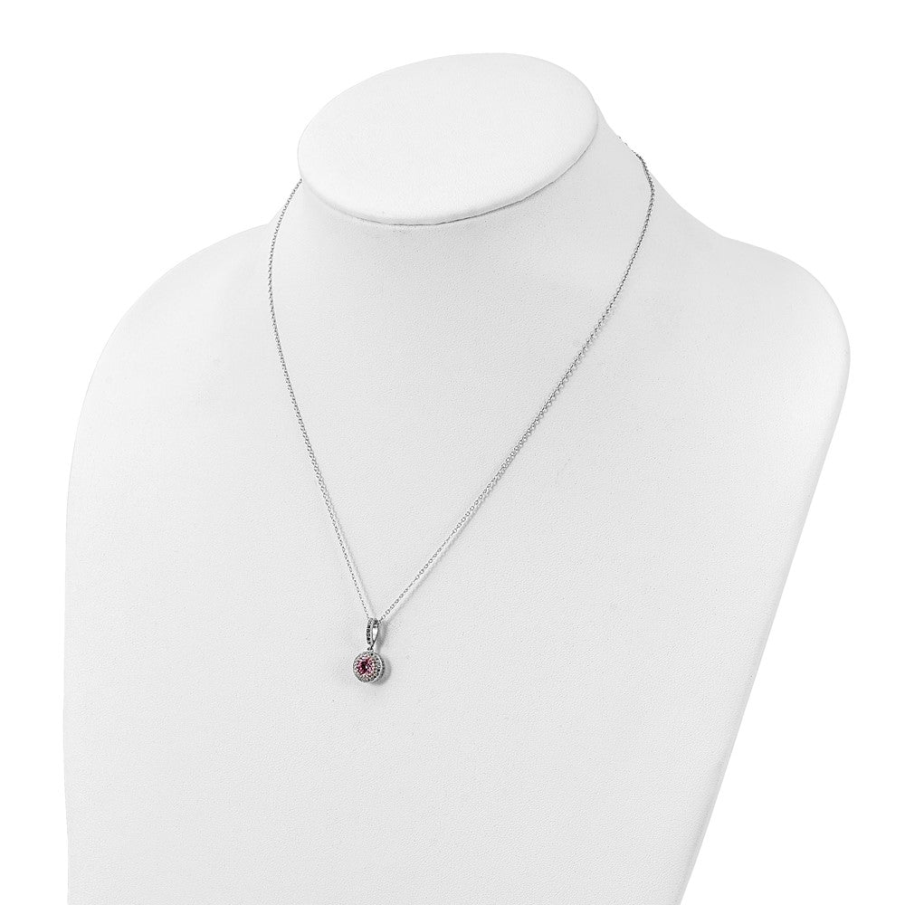 Sterling Silver Polished Rhodium-plated CZ 18in Necklace/Post Earrings Set - 3