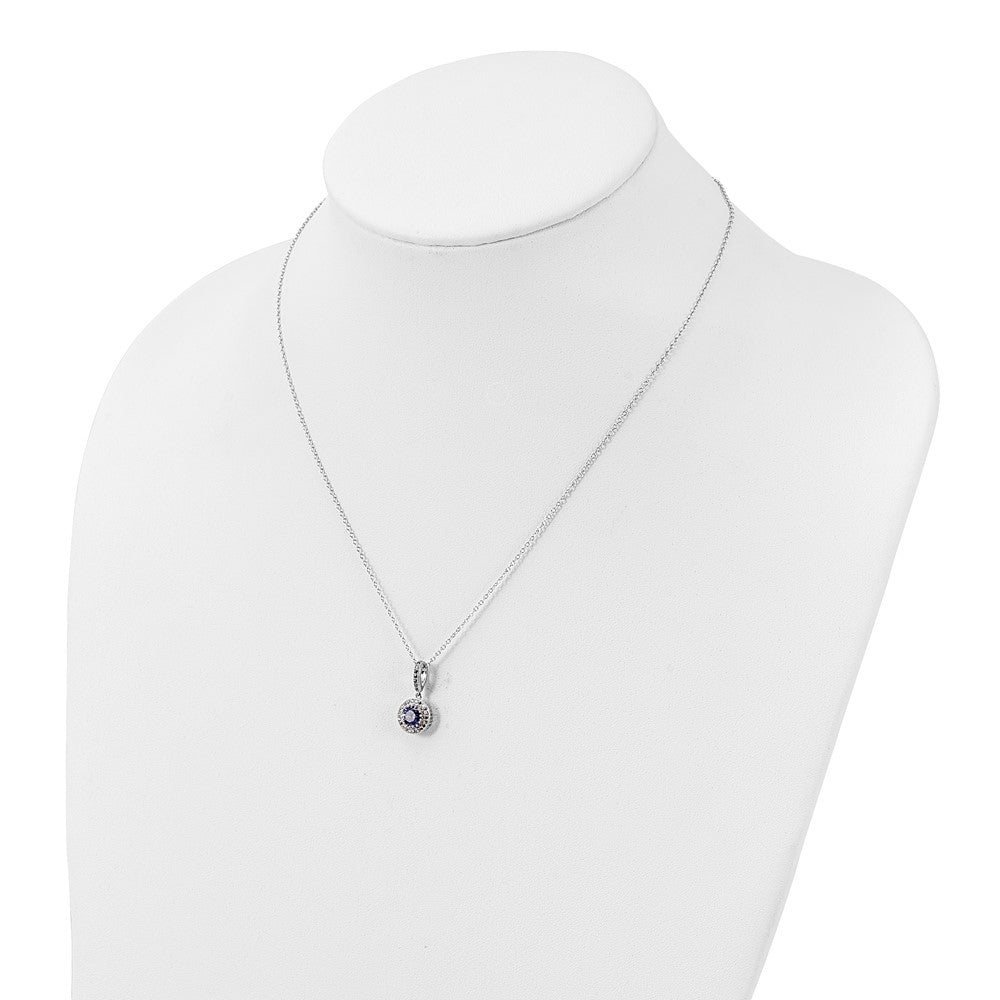 Sterling Silver Polished Rhodium-plated CZ 18in Necklace/Post Earrings Set - 4