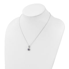 Sterling Silver Polished Rhodium-plated CZ 18in Necklace/Post Earrings Set - 4