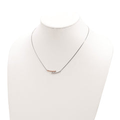 Sterling Silver RH-plate Rose Gold-plated Diamond Bar 16.5in w/1in ext Neck