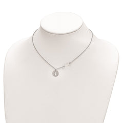 Sterling Silver Rhodium-plated Puppy and Bone w/1 in Ext Necklace