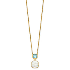 Sterling Silver Gold-plated 1.95BT Blue Topaz & MOP w/2 in ext. Necklace
