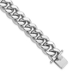 Sterling Silver Rhodium-plated Curb Link Men's 8.5in Bracelet - 3