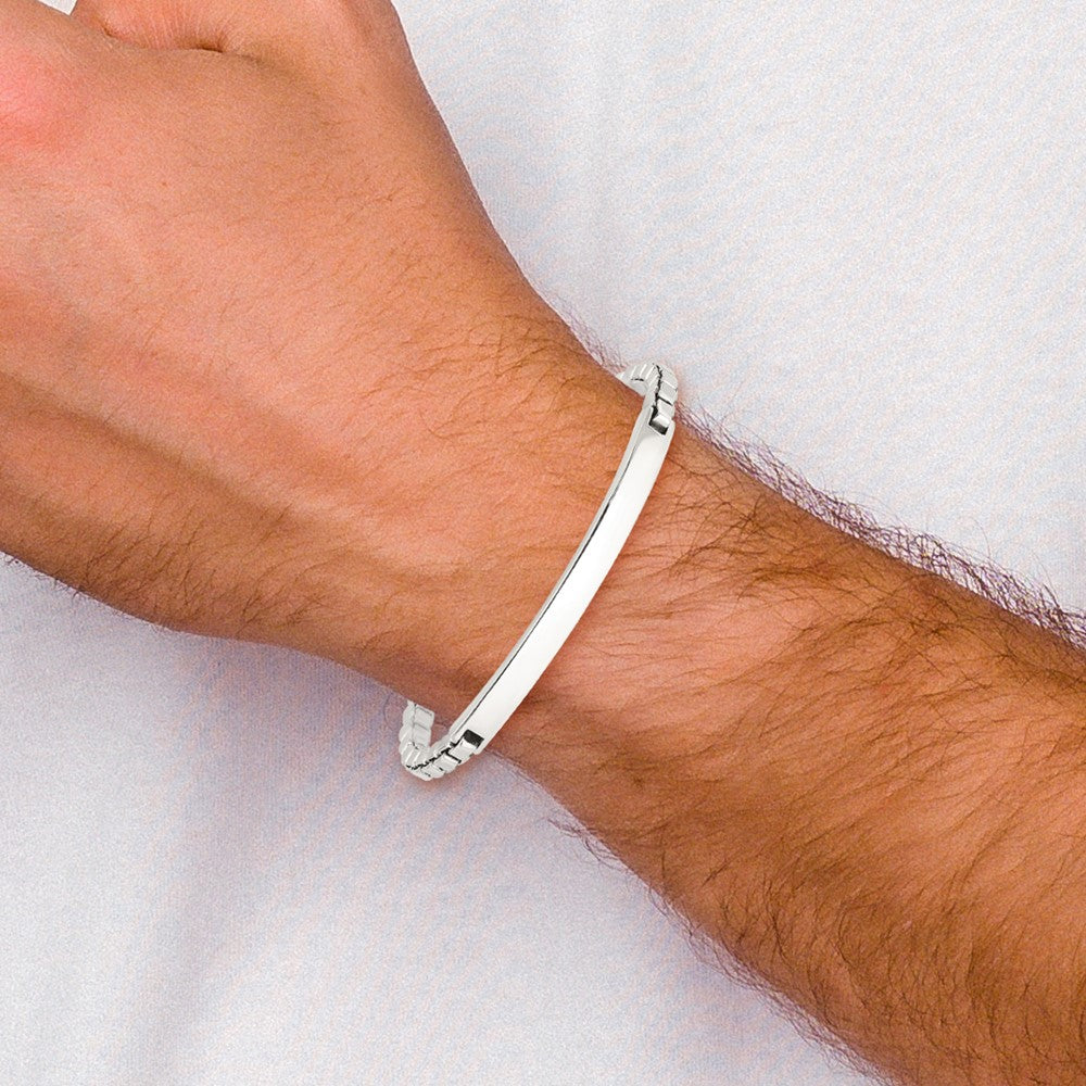 Sterling Silver Polished Box Chain ID Bracelet