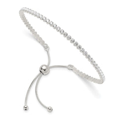 Sterling Silver Polished CZ Adjustable Bracelet - 2