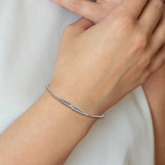 Sterling Silver Rhodium-plated Fancy CZ Adjustable Bolo Bracelet