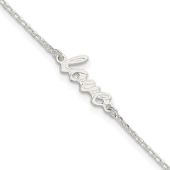 Sterling Silver LOVE Script 9 inch Plus 1 inch Extender - Total 10 inch Anklet