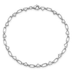 Sterling Silver Rhodium-plated Heart 7.5in Bracelet