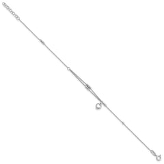 Sterling Silver Rhodium-plated Beads/Heart Dangle 9 inch Plus 1 inch Extender - Total 10 inch Anklet - 2