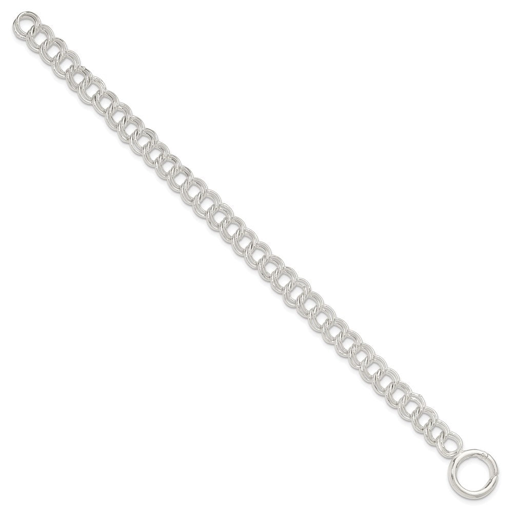 Sterling Silver Polished Double Link 8in Charm Bracelet