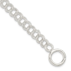 Sterling Silver Polished Double Link 8in Charm Bracelet