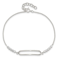 Sterling Silver Rhodium-plated CZ 7in with .75in ext. Bracelet