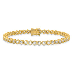 Sterling Silver Gold-tone 4mm Round CZ 7.5in Tennis Bracelet
