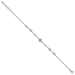 Pure Fire Sterling Silver Rhodium-plated Fancy CZ 7in w/1in ext Bracelet