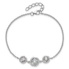 Pure Fire Sterling Silver Rhod-plated Fancy CZ 7in w/1in ext Bracelet