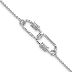 Pure Fire Sterling Silver Rhodium-plated 7.5in w/1in ext CZ Bracelet