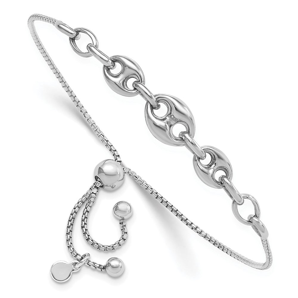 Sterling Silver Rhodium-plated Fancy Adjustable Bracelet - 2