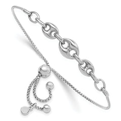 Sterling Silver Rhodium-plated Fancy Adjustable Bracelet - 2