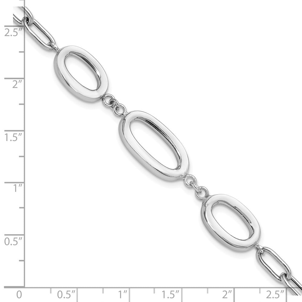 Sterling Silver Rhodium-plated Fancy Ovals 6.5in w/1in ext. Bracelet
