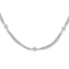 Sterling Silver Polished Multi-strand Beaded 18in Necklace