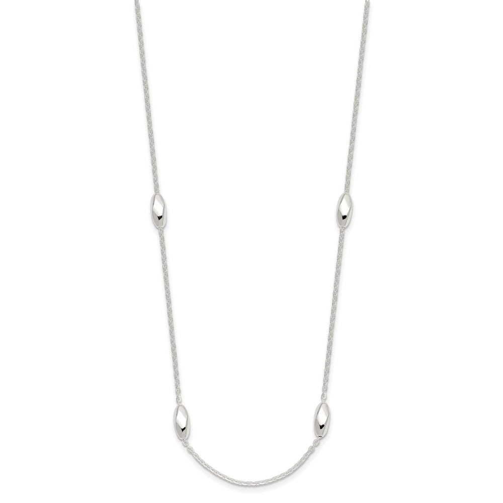 Sterling Silver Polished Fancy Beaded Link 18in Necklace