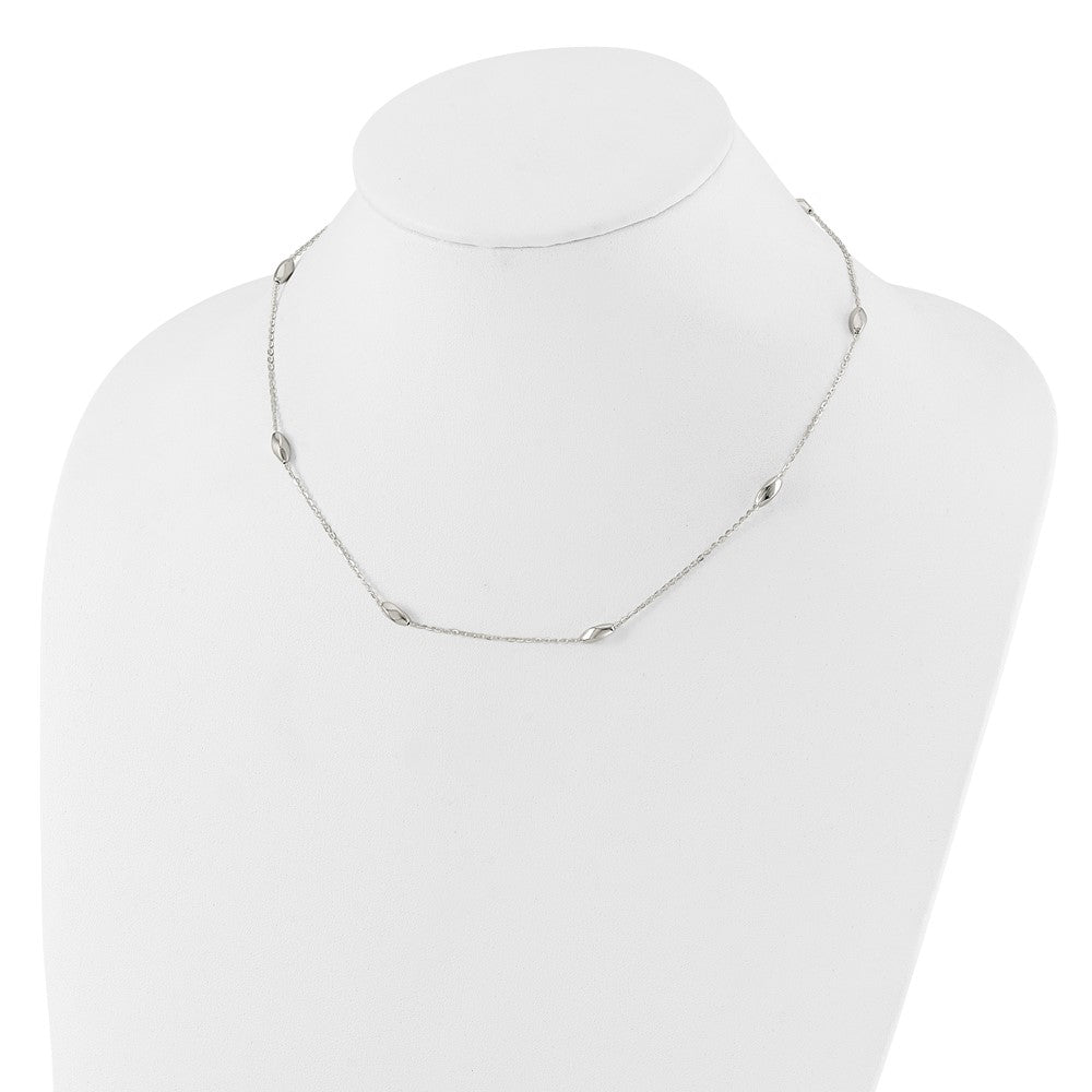 Sterling Silver Polished Fancy Beaded Link 18in Necklace