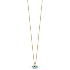 Sterling Silver Gold-plated Enamel Evil Eye w/1in ext. Necklace