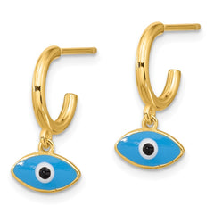 Sterling Silver Gold-plated Enamel Evil Eye Post Hoop Earrings