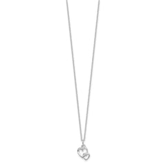 Sterling Silver RH-plated  Intertwined Heart 16in w/2in ext Necklace