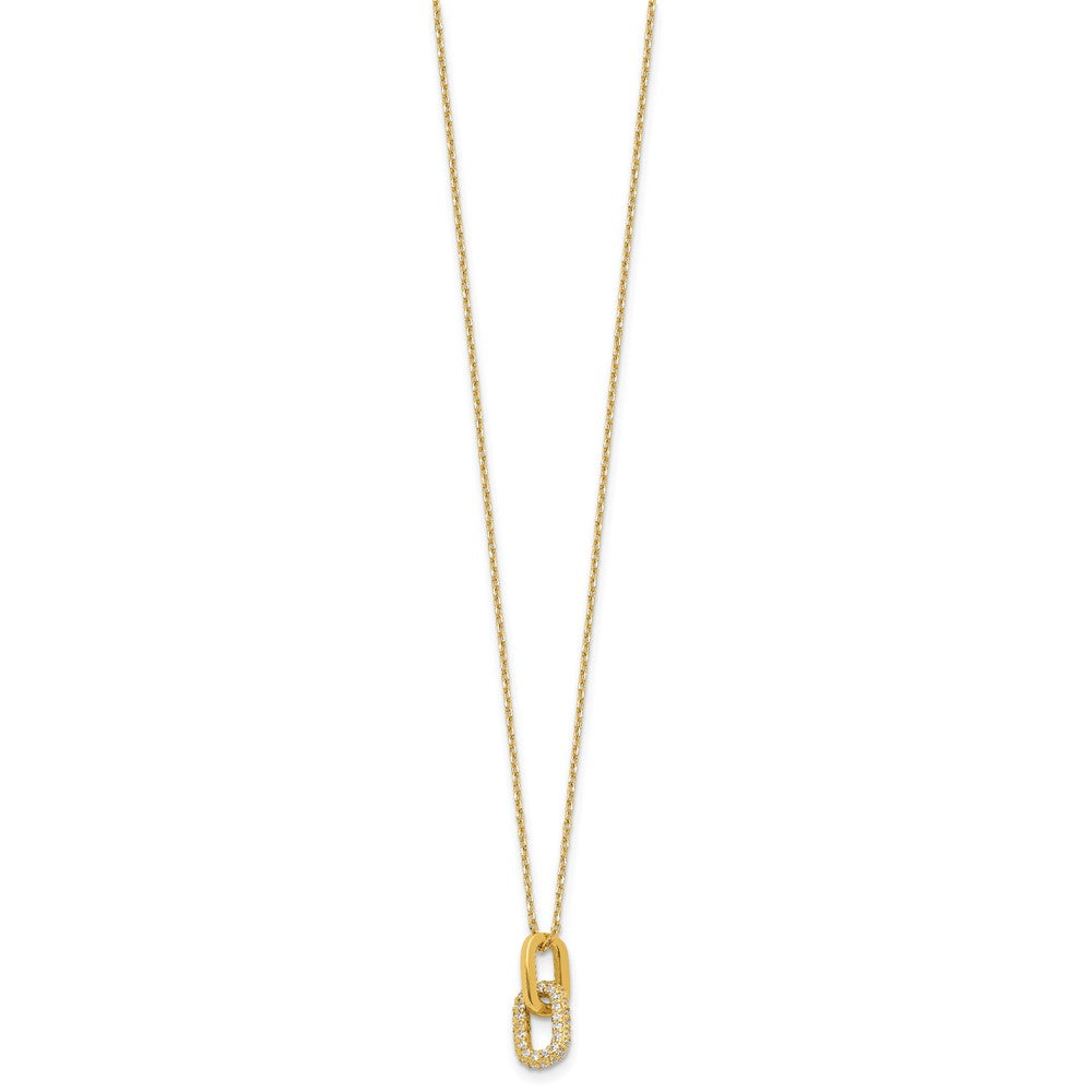 Sterling Silver Gold-tone with Micro Pave CZ 16in w/2in ext Necklace
