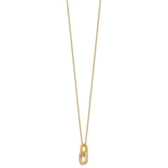 Sterling Silver Gold-tone with Micro Pave CZ 16in w/2in ext Necklace