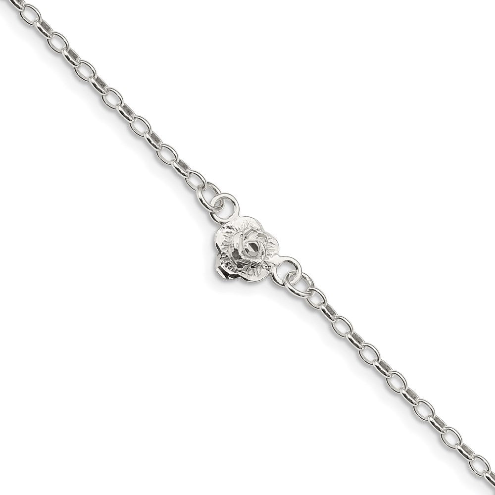 Sterling Silver Flower Charm Anklet - 2
