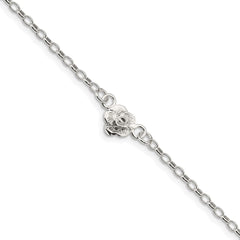 Sterling Silver Flower Charm Anklet - 2