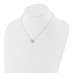 Sterling Silver Rhodium-plated 8mm CZ 16in w/2in ext. Necklace